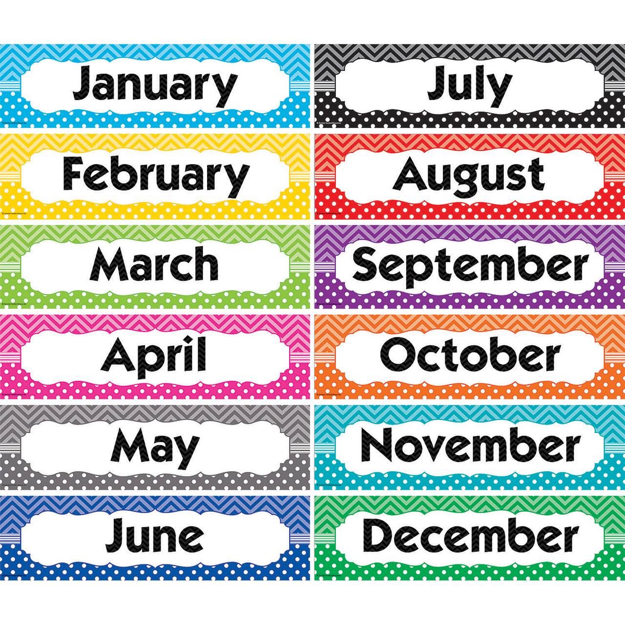 Teacher Created Resources Chevrons & Dots Monthly Headliners, 12 Pack Bundle